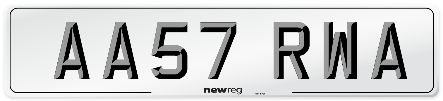 AA57 RWA Number Plate from New Reg